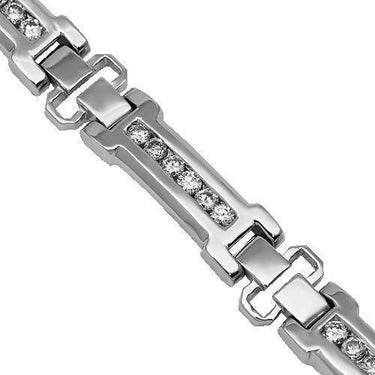 14K Solid White Gold Mens Diamond Bracelet 3.75 Ctw